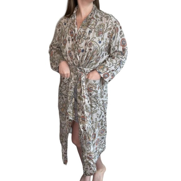 FLAX Linen Paisley Robe - Picture 2 of 11